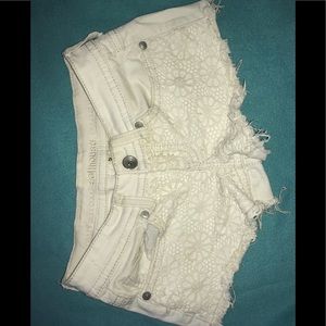 White Lace Jean Shorts